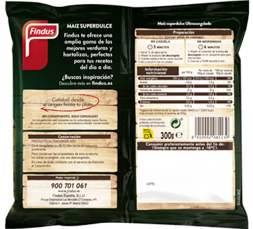 Maíz superdulce Findus