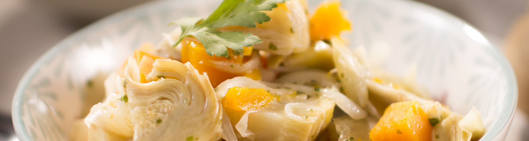 Receta de alcachofas con calabaza