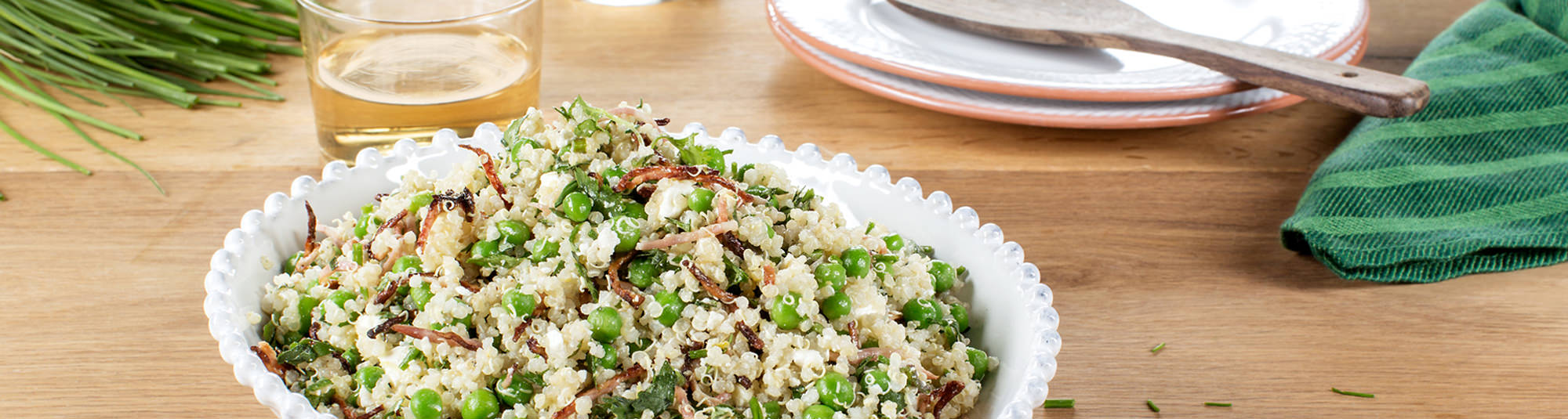 Receta de ensalada de quinoa con guisantes
